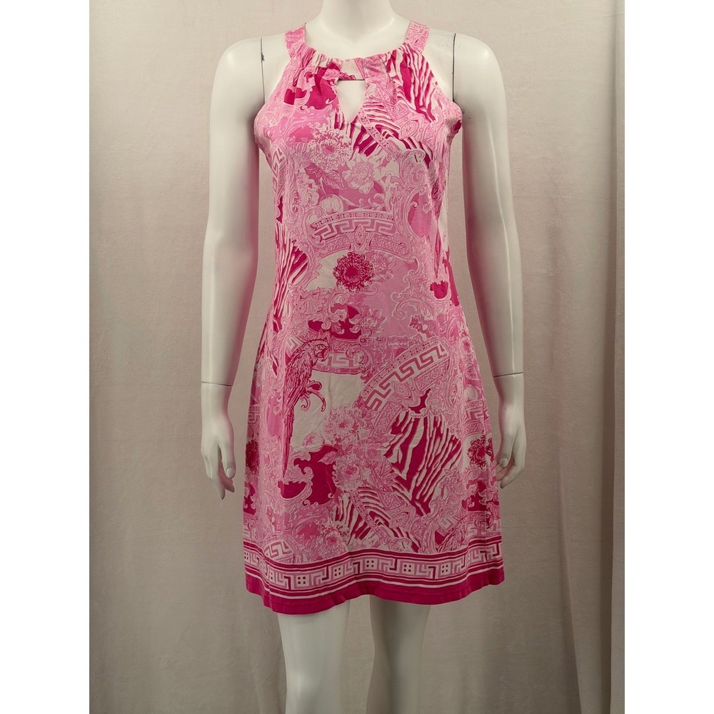 Barbara Erickson Dress Women Medium Pink Sleeveless Shift Resort Tropical Cruise